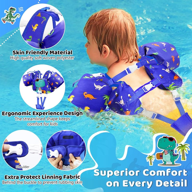 Vvinca Separable Toddler Swim Vest Fit 22-66 Lbs（2-6 Years）| 3 in 1 Toddler Floaties Pool Float & Arm Bands Boys and Girls, Adjustable Sturdy Safety for 2 3 4 5 6 Year - Image 5